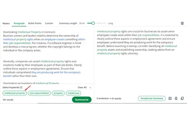 Quillbot offers an AI-powered summarizing tool