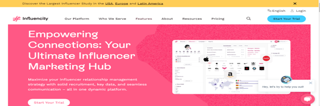 Influencity's influencer marketing platform connects brands with a vast network of influencers for effective campaigns.