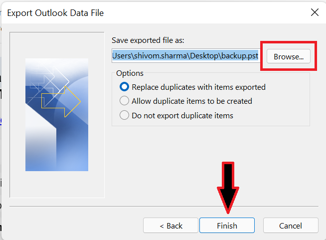 Export Outlook data