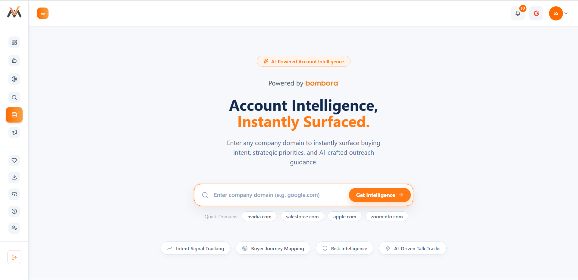 VAIS Account Intelligence dashboard showing buyer intent and account prioritization.